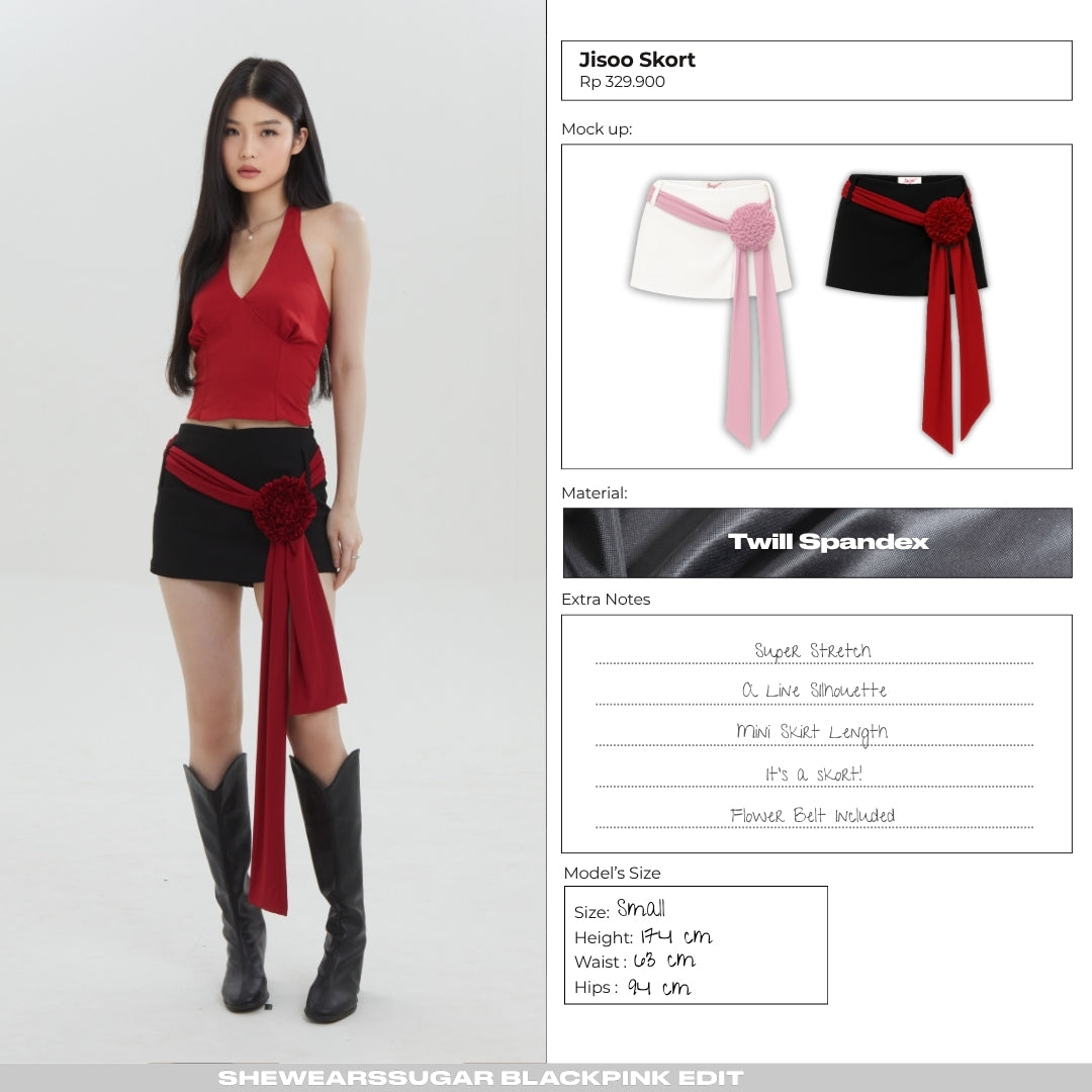 Shewearssugar -- Jisoo Flower Skort | Bawahan Wanita | Blackpink Konser Outfit | Korean Style Outfit | Rok Celana