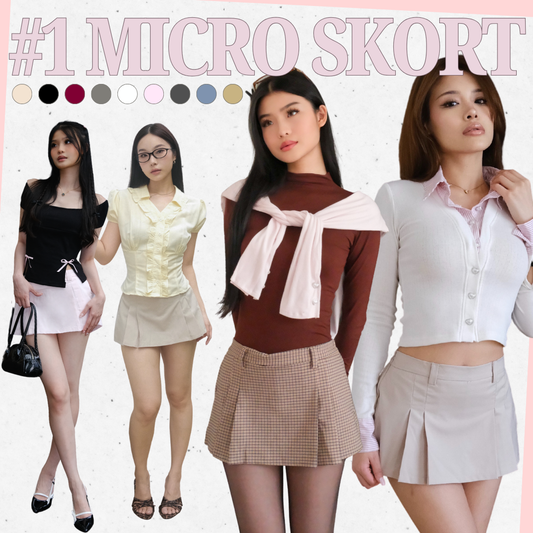 SHEWEARSSUGAR Meow Micro Pleated Skort | Rok Celana Pendek Wanita | Bawahan Wanita | Tennis Mini Skirt | Rok Pendek Golf | Korean Style Skirt | Rok Pendek Korea