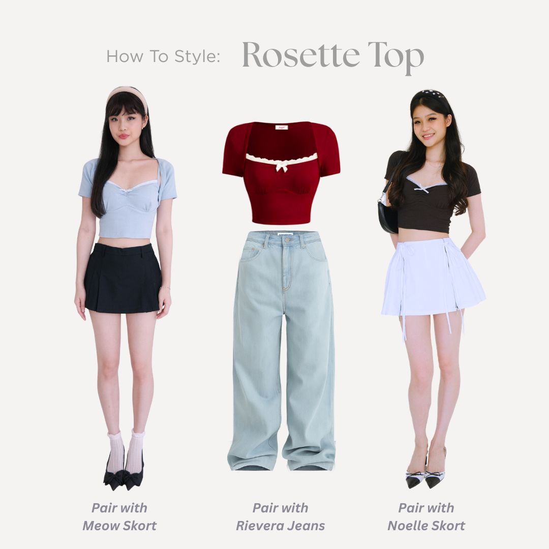 She Wears Sugar – Rosette Top | Tank Top Bolero Wanita Lace Top Summer Bali Outfit Coquette