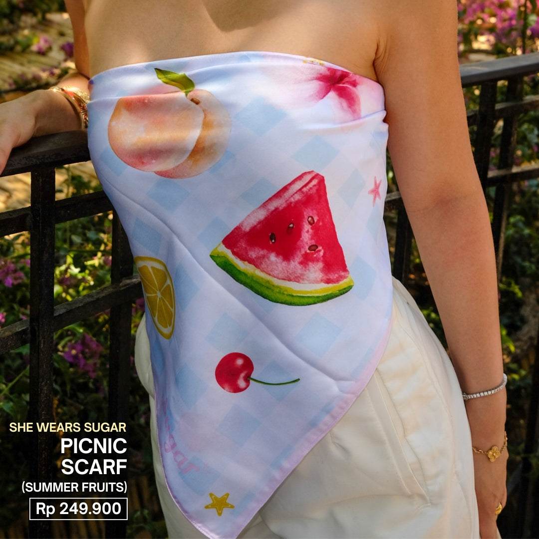 Shewearssugar - Picnic Scarf Top | Scarf Top Wanita Summer | Picnic Top Cewek | Coquette Top Summer Look | Atasan Wanita