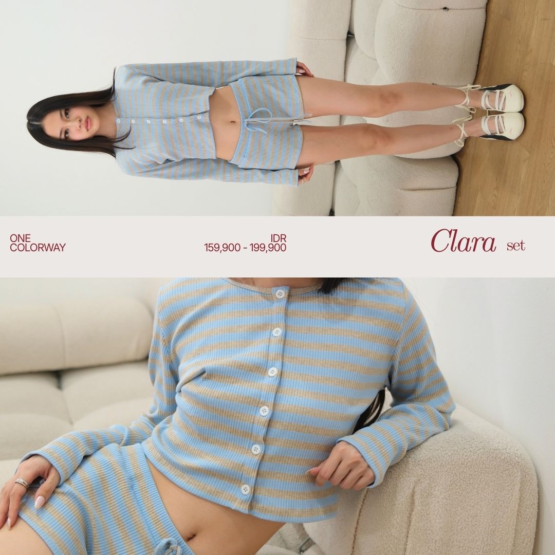 SHEWEARSSUGAR -- Clara Cardigan Set | Shorts | Garis - Garis | Crop Top