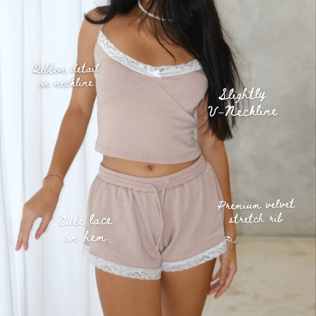 She Wears Sugar -- Blanco Set | One Set Wanita | Piyama Wanita | Baju Tidur Wanita