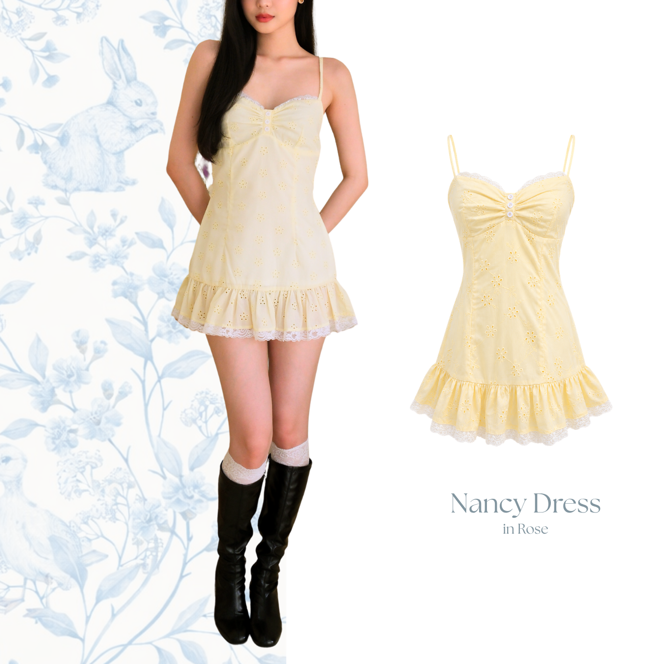 She Wears Sugar x Isabella – Nancy Dress | Dress Wanita Mini Summer Dress Dress Korea Gaun Putih Coquette Lace Fit Body