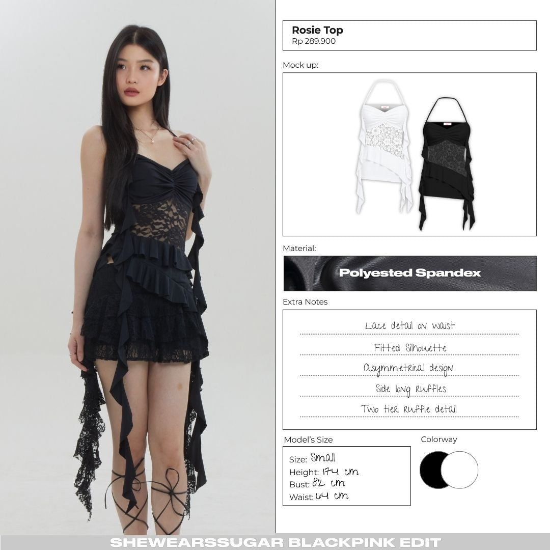 Shewearssugar -- Rosie Lace Top | Atasan Wanita Stylish | Blackpink Konser Outfit