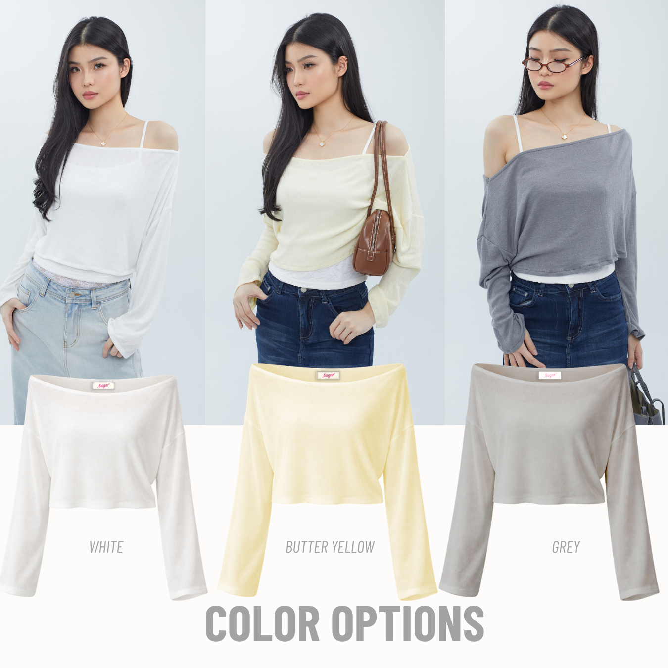 She Wears Sugar – Nicole Sweater | Sweater Wanita Rajut Korean Style Outer Wanita Lengan Panjang Baju Atasan Wanita Terbaru