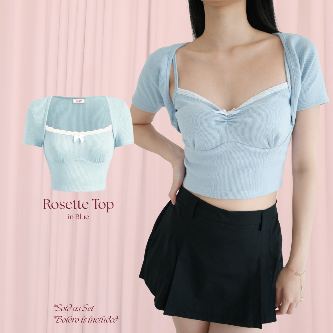 She Wears Sugar – Rosette Top | Tank Top Bolero Wanita Lace Top Summer Bali Outfit Coquette