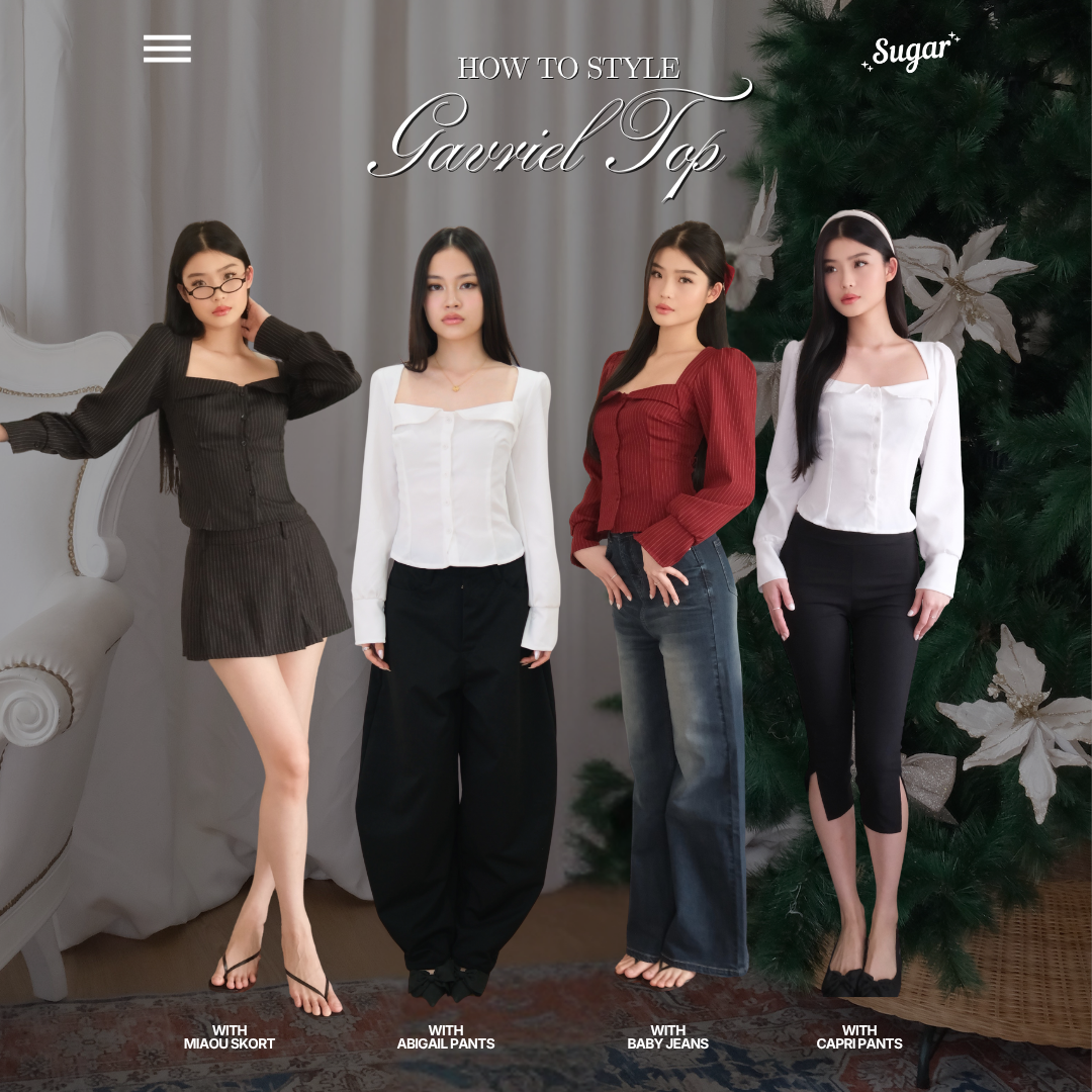 She Wears Sugar – Gavriel Top | Kemeja Wanita Fitted Shirt Atasan Wanita Baju Fit Body Top Korean Style