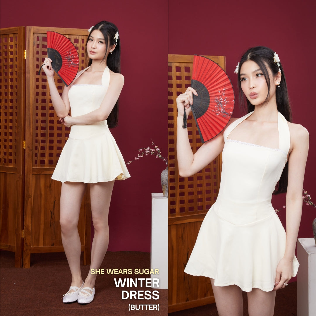Shewearssugar – Winter Dress |  Wanita Halter Mini Dress Backless Party Dinner Outfit