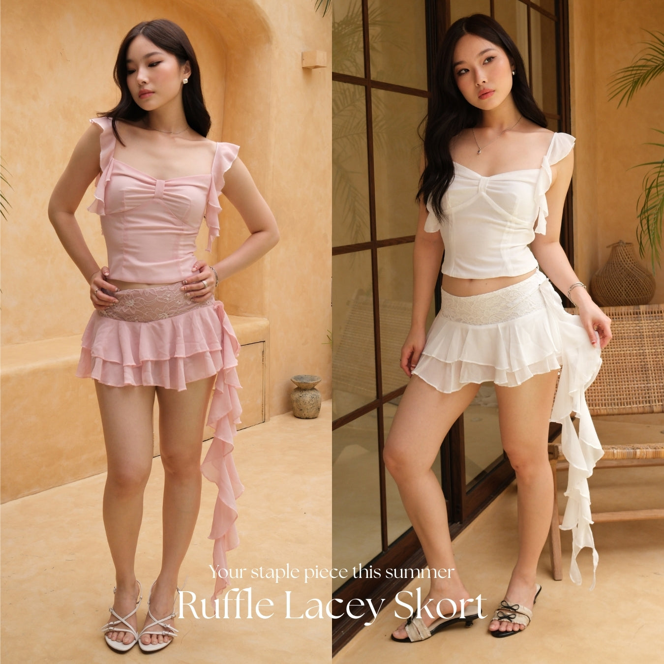 She Wears Sugar x Isabella – Palma Skort | Skort Wanita Rok Celana Wanita Ruffle Skirt Skort Wanita Mini Bawahan Wanita Outfit Korea Coquette Style