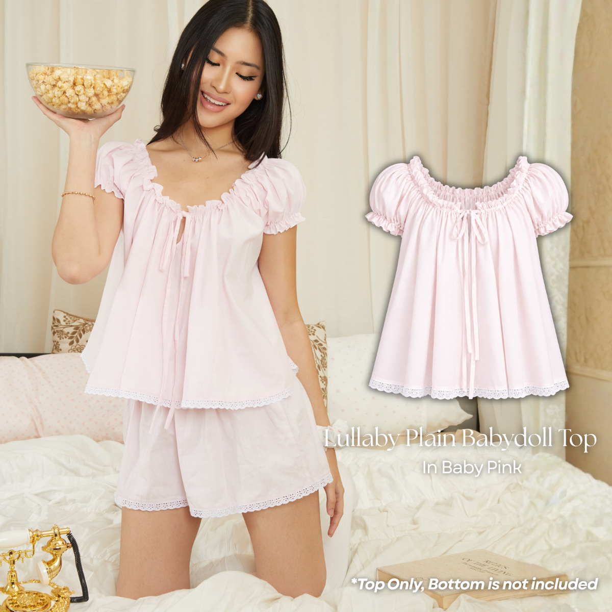 Lullaby Baby Doll Plain Pyjama Top