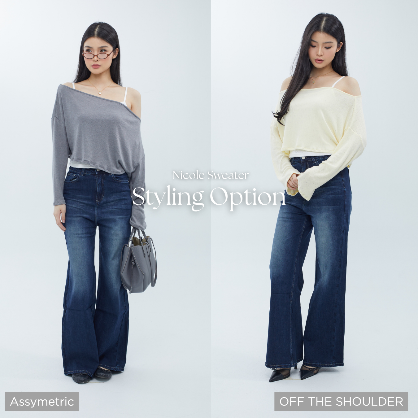 She Wears Sugar – Nicole Sweater | Sweater Wanita Rajut Korean Style Outer Wanita Lengan Panjang Baju Atasan Wanita Terbaru