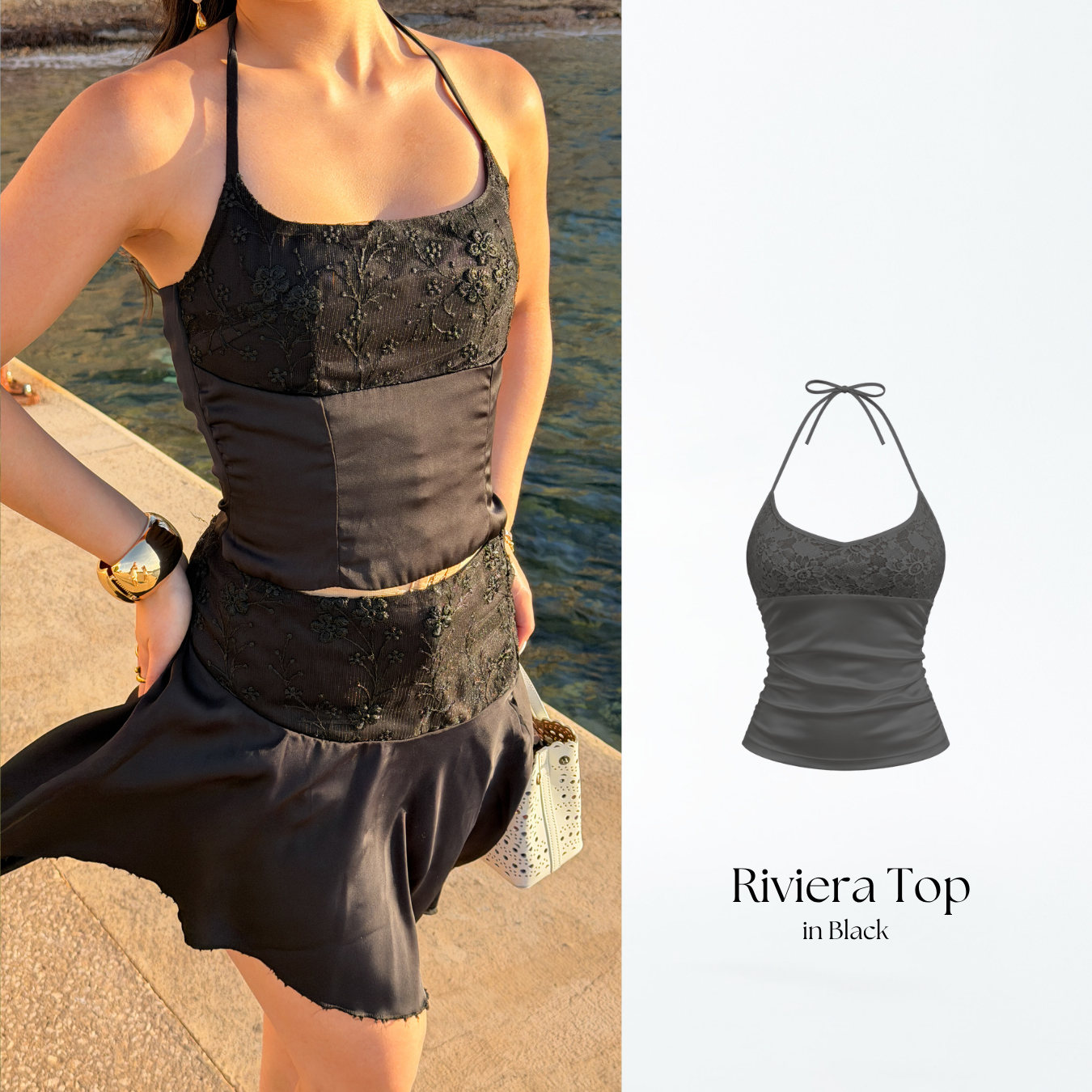 She Wears Sugar -- Riviera Halter Tank | Halter Neck Top Wanita Coquette Lace Top Tank Top Wanita Atasan Wanita Korean Style Fit Body