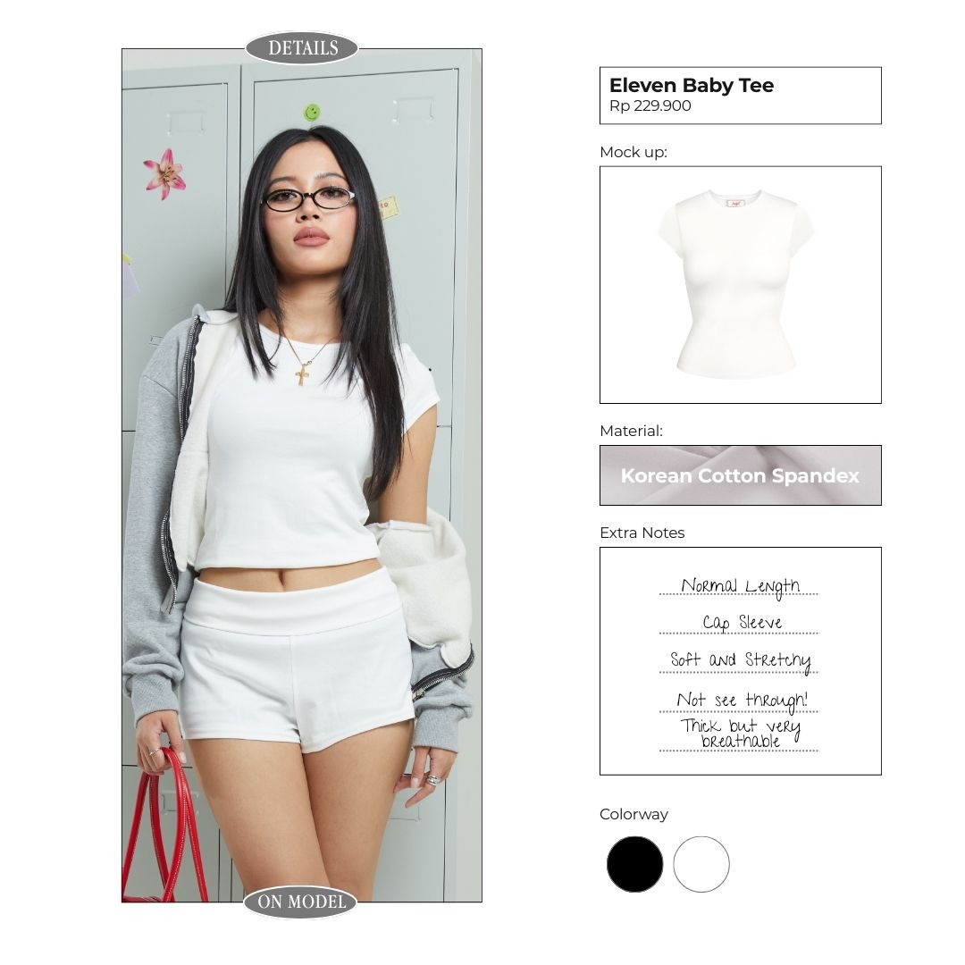 SHEWEARSSUGAR X VARREL RIEVIERA — Eleven Baby Tee | Baju Atasan Crop Top Wanita Cewe | Fitted Tee