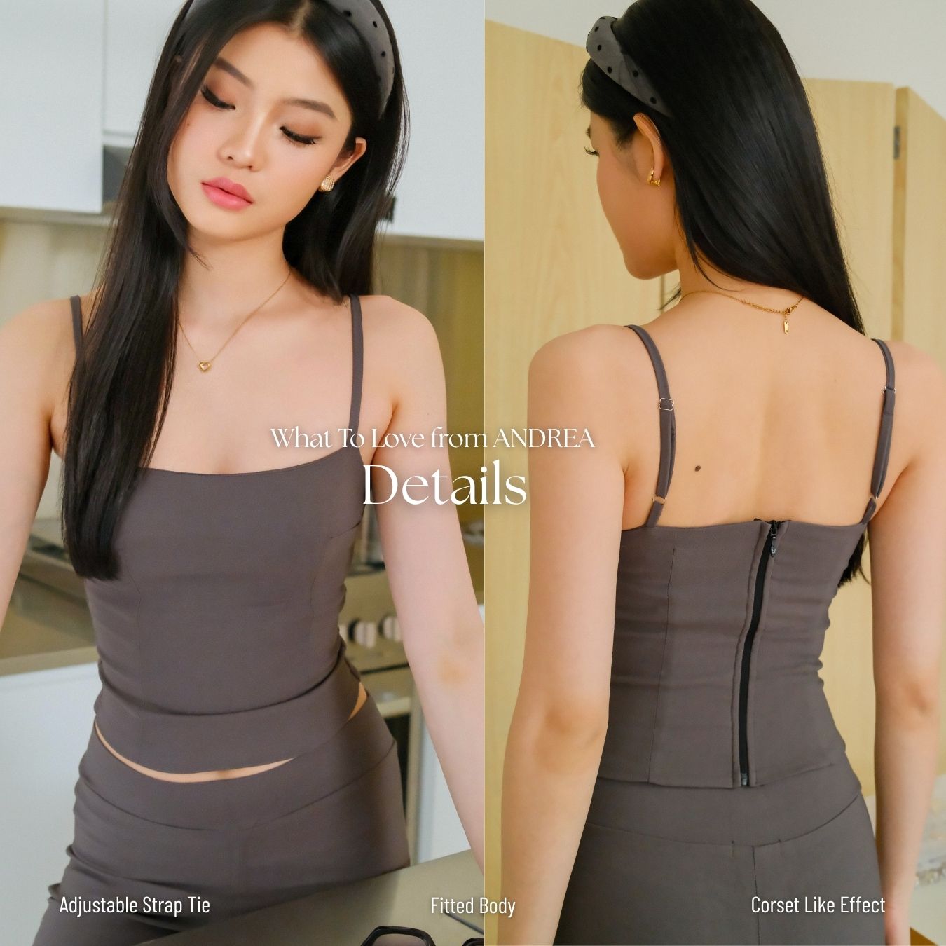 She Wears Sugar – Andrea Corset Tank | Tank Top Wanita Halter Neck Top Baju Atasan Wanita Terbaru Atasan Cewe Korean Style Fit Body