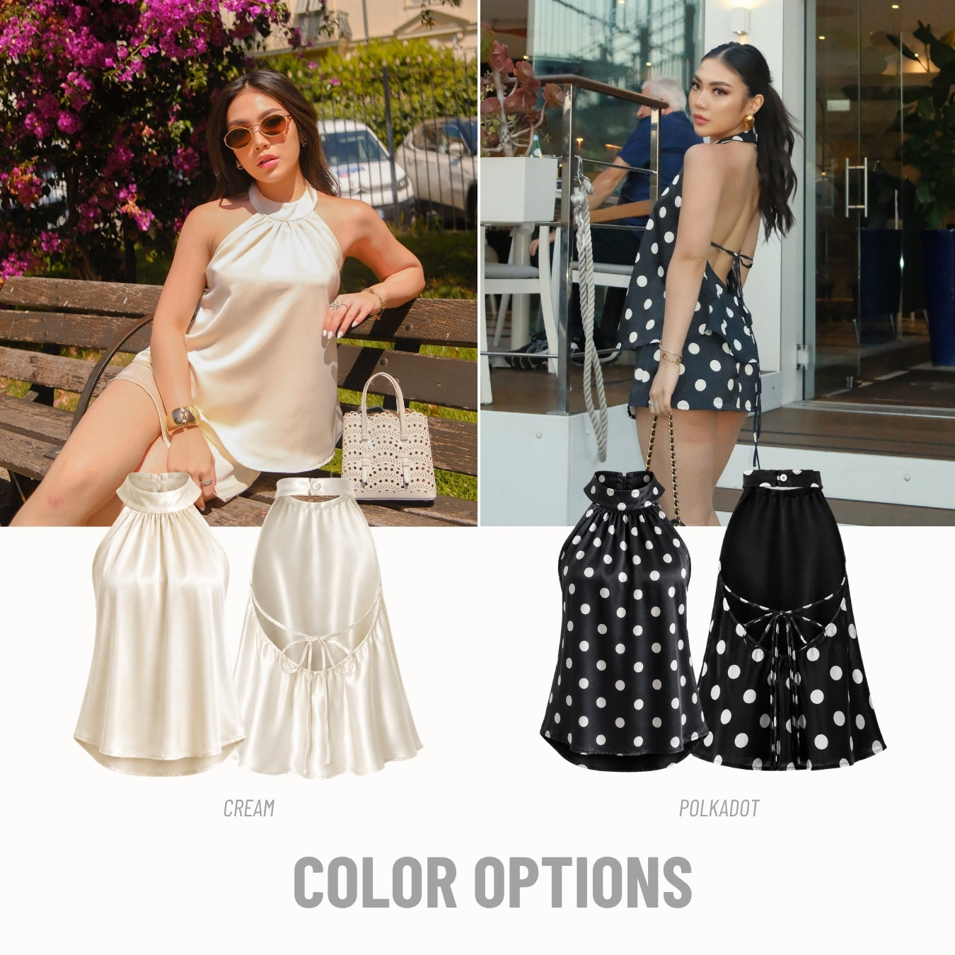 She Wears Sugar – Piquet Top | Halter Neck Top Wanita Atasan Wanita Satin Korean Style Old Money Outfit Y2K Top