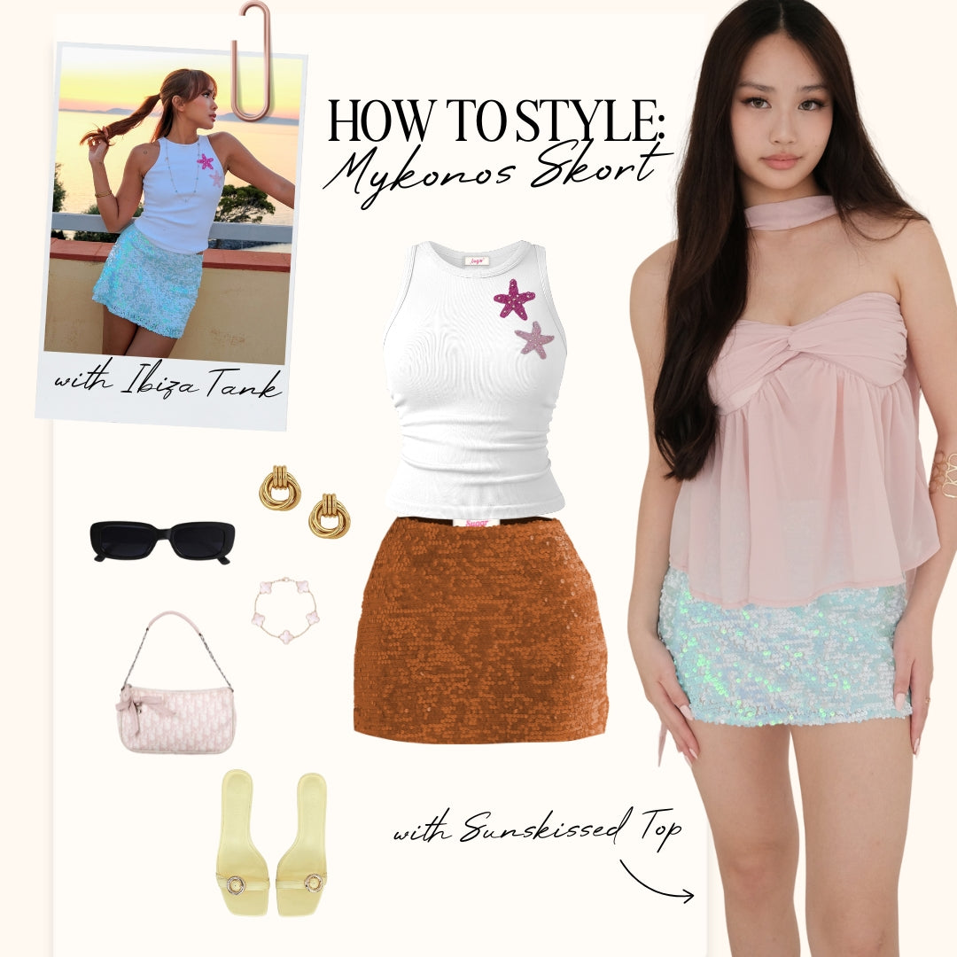 Shewearssugar - Mykonos Sequin Skirt | Sequin Skirt Wanita | Rok Celana Glitter Korea Style | Skort Party Night Outfit