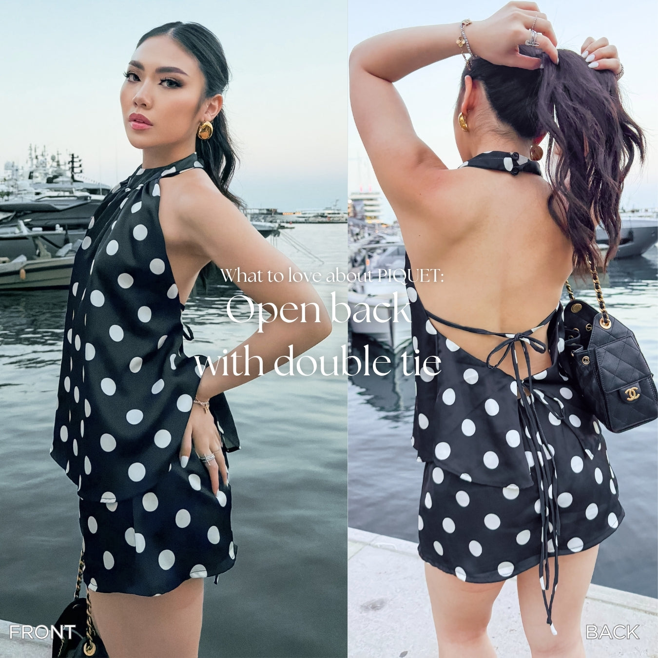 She Wears Sugar – Piquet Top | Halter Neck Top Wanita Atasan Wanita Satin Korean Style Old Money Outfit Y2K Top