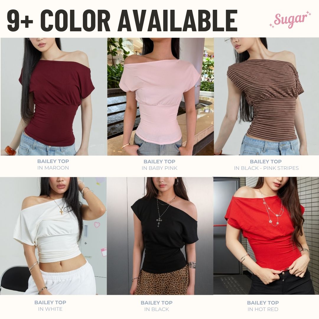 She Wears Sugar x Varrel Rievera – Bailey Fitted Top | Kaos Wanita Fitted Tee T Shirt Wanita Atasan Cewe Korean Style Fit Body
