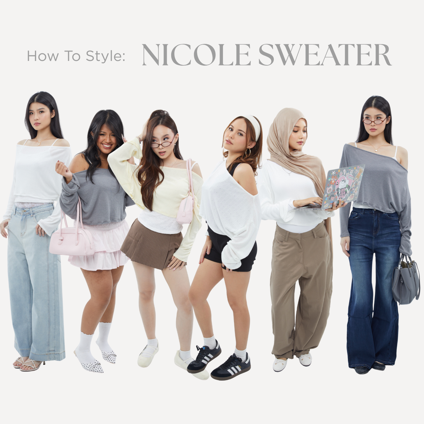 She Wears Sugar – Nicole Sweater | Sweater Wanita Rajut Korean Style Outer Wanita Lengan Panjang Baju Atasan Wanita Terbaru