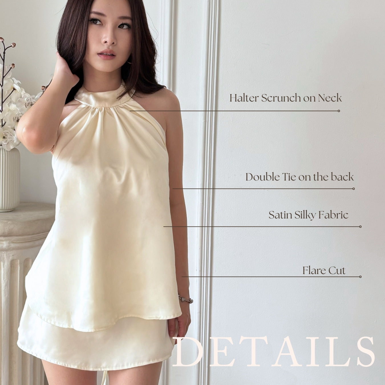She Wears Sugar – Piquet Top | Halter Neck Top Wanita Atasan Wanita Satin Korean Style Old Money Outfit Y2K Top