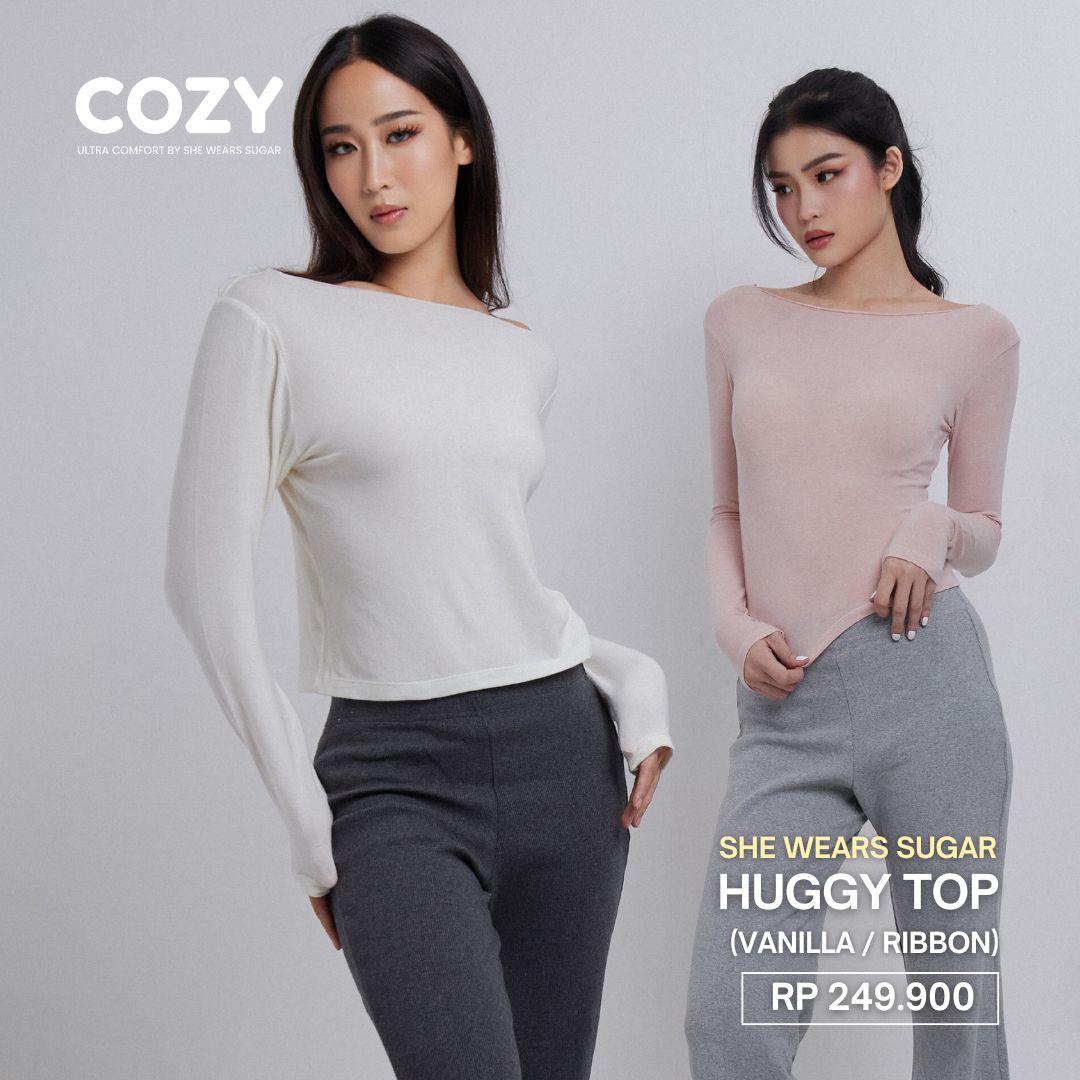 SHEWEARSSUGAR - COZY Huggy Long Sleeve Top | Atasan Wanita | Top Wanita | Pakaian Wanita