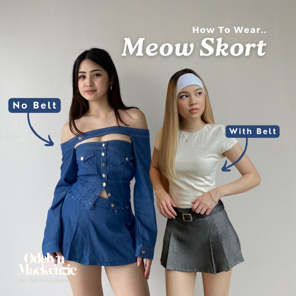 She Wears Sugar – Meow Denim Skort | Skort Wanita Rok Celana Wanita Denim Y2K Outfit Korea Korean Style Blue Outfit