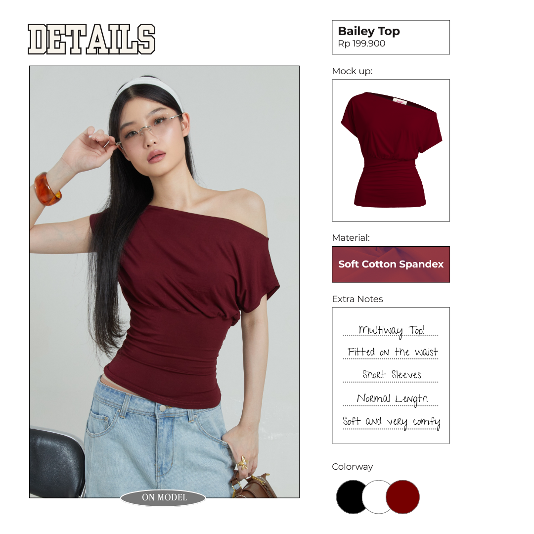 SHEWEARSSUGAR X VARREL RIEVERA —Bailey Fitted Top | T - Shirt Wanita | Atasan Baju | Wanita Cewe | Kaos Wanita | Blouse Fitted Tee