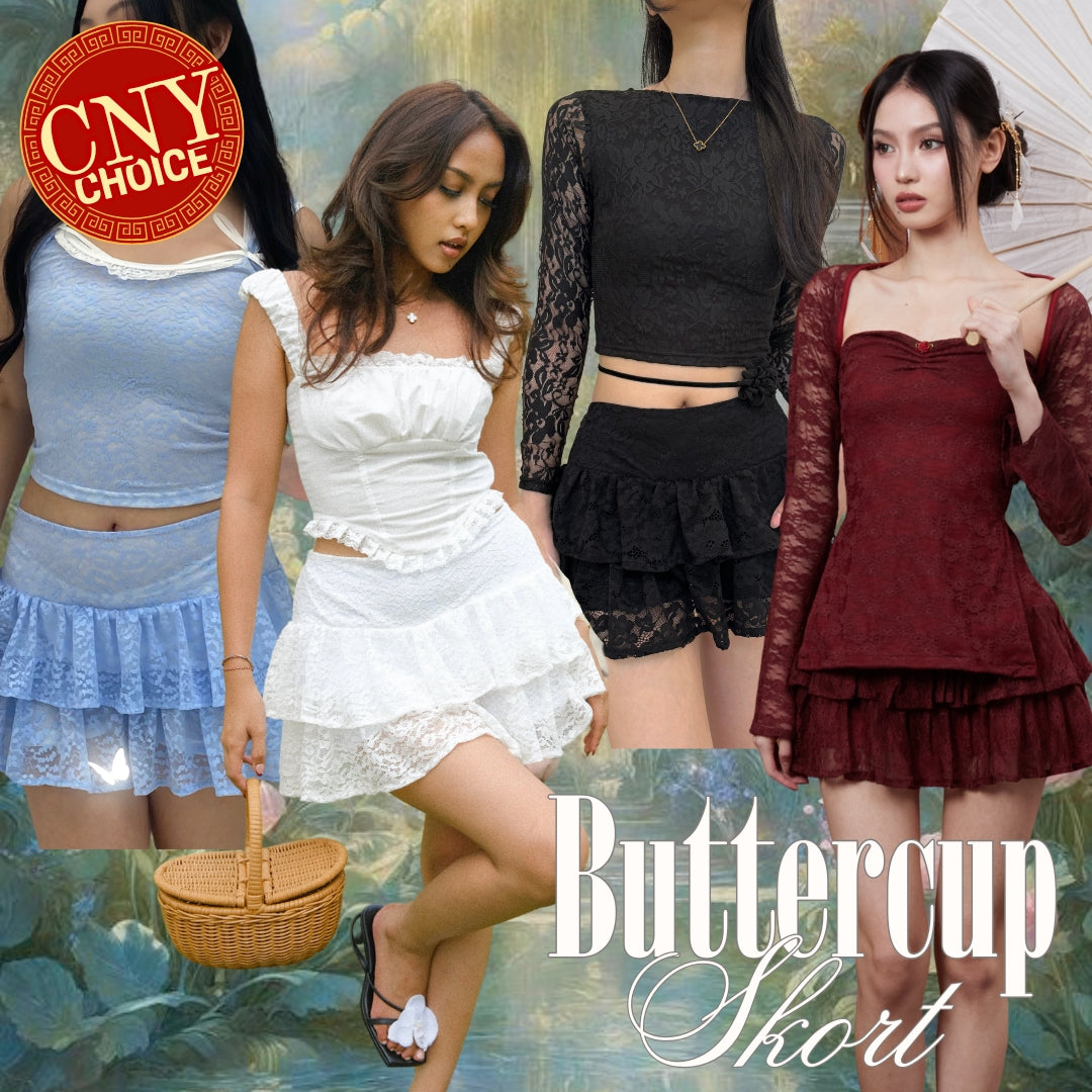 Shewearssugar x Zeta Blanco – Buttercup Skort | Wanita Rok Celana Polycotton High Waist