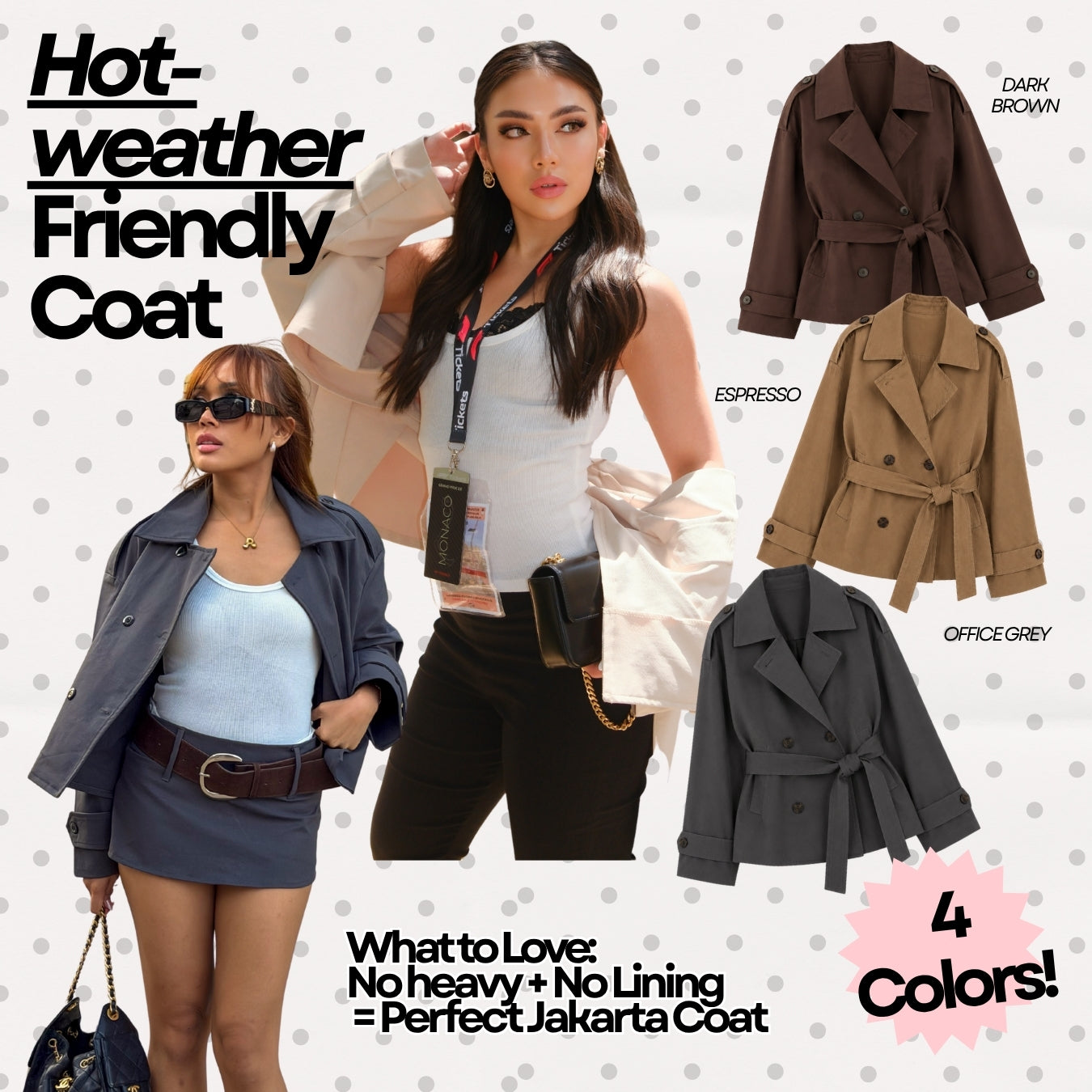 She Wears Sugar – Fairmont Trench Coat | Outer Wanita Trench Coat Korean Style Office Summer Bali Outfit Premium Wanita