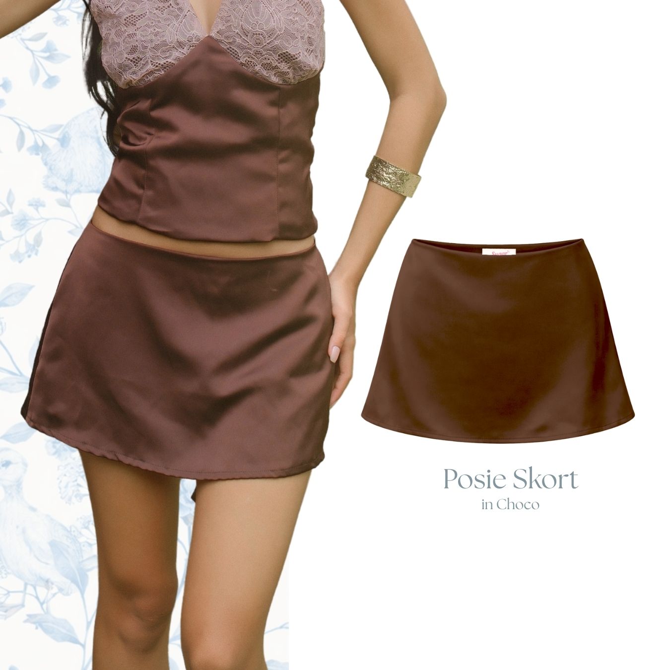 She Wears Sugar x Isabella – Posie Micro Skort | Skort Wanita Low Waist Mini Rok Celana Y2K Outfit Fit Body