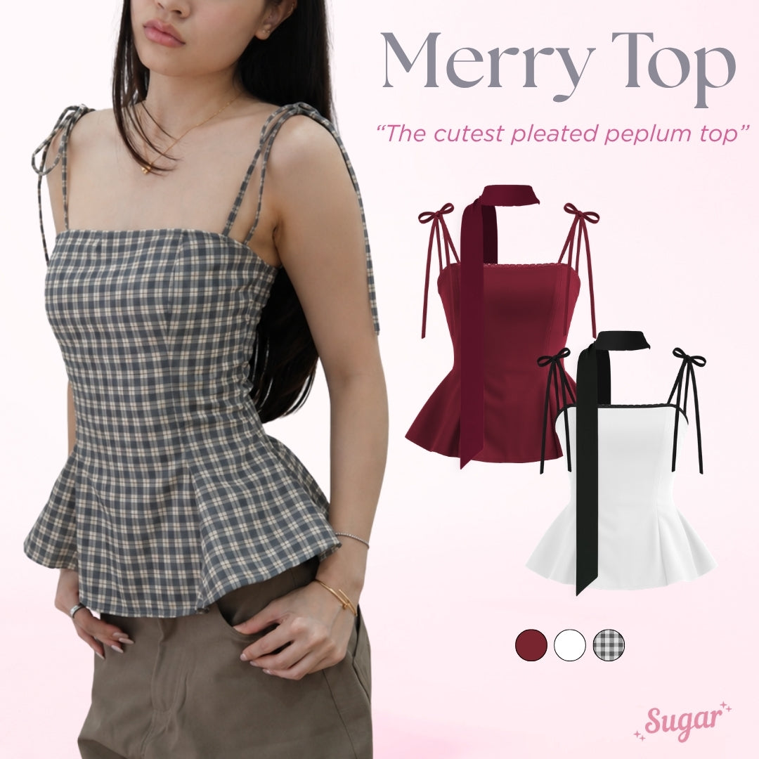 She Wears Sugar – Merry Top | Christmas Top Wanita Halter Neck Scarf Atasan Natal Baju Fit Body