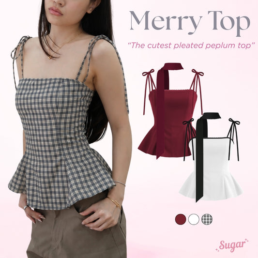 She Wears Sugar – Merry Top | Christmas Top Wanita Halter Neck Scarf Atasan Natal Baju Fit Body