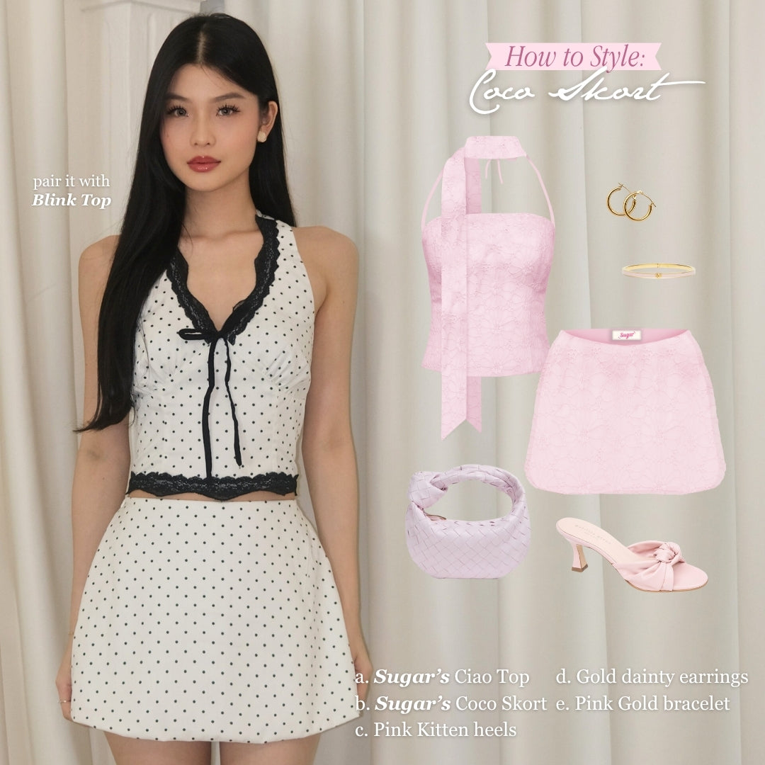 Shewearssugar - Coco Skort | Skirt | Rok Pendek | Organza | Motif Bunga | Wanita