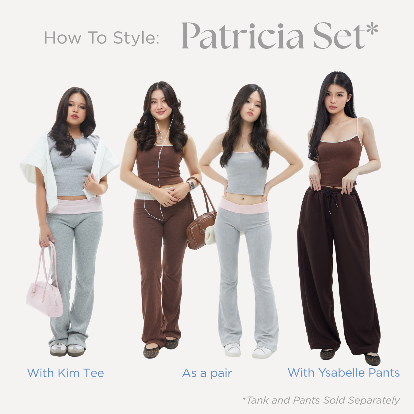 She Wears Sugar – Patricia Set | Tank Top Wanita Celana Training Wanita Sweatpants Wanita Set Baju Wanita Korean Style Y2K Outfit Fit Body