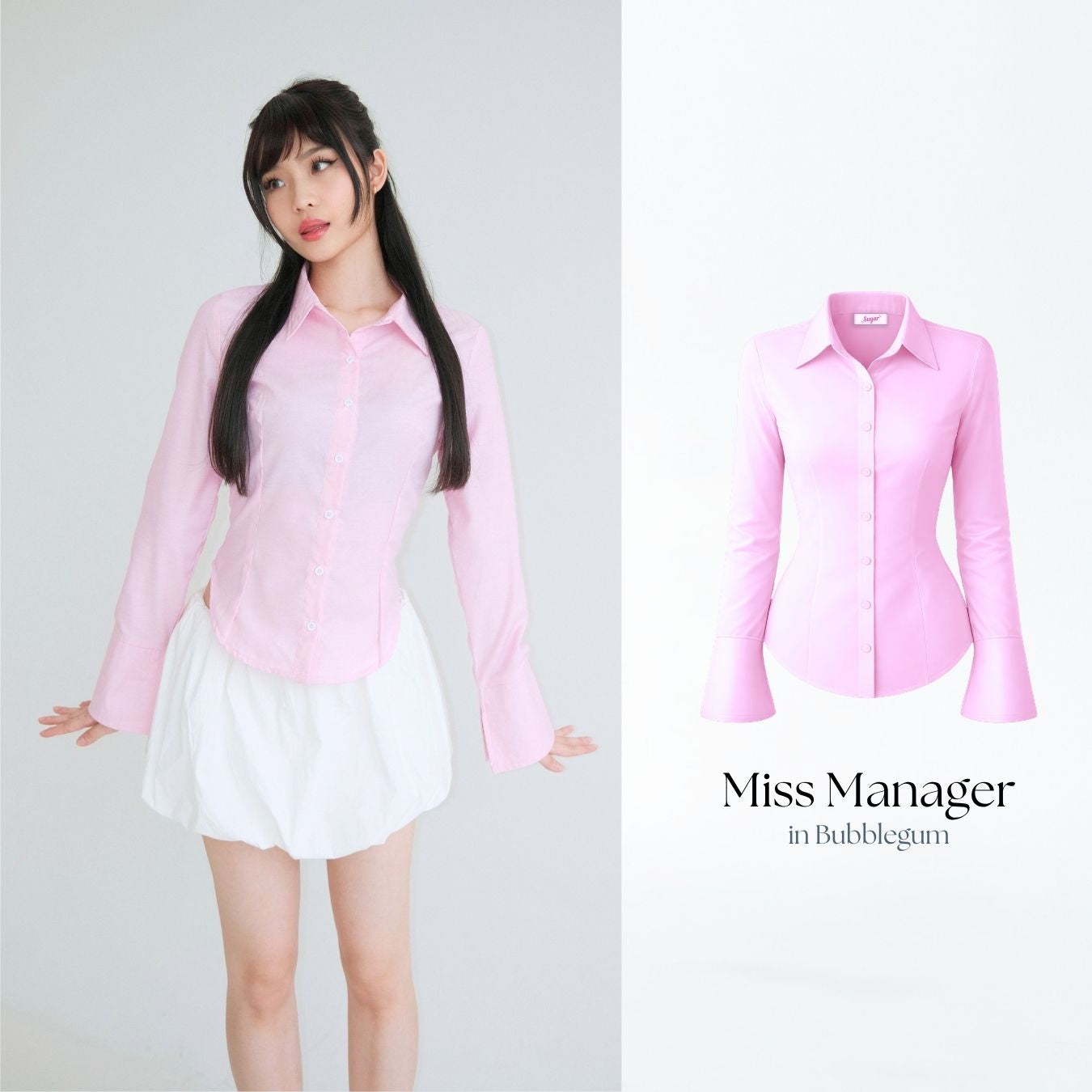 She Wears Sugar – Miss Manager Shirt | Atasan Wanita Kemeja Shirt Wanita Ngantor Outfit Kampus Korean Style Fit Body