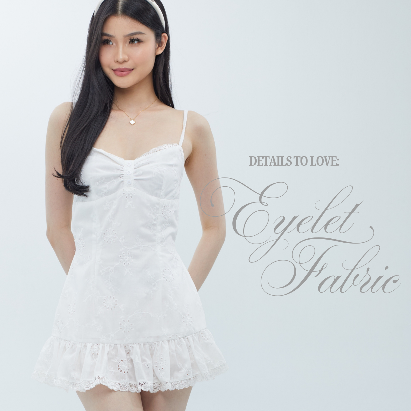 She Wears Sugar x Isabella – Nancy Dress | Dress Wanita Mini Summer Dress Dress Korea Gaun Putih Coquette Lace Fit Body