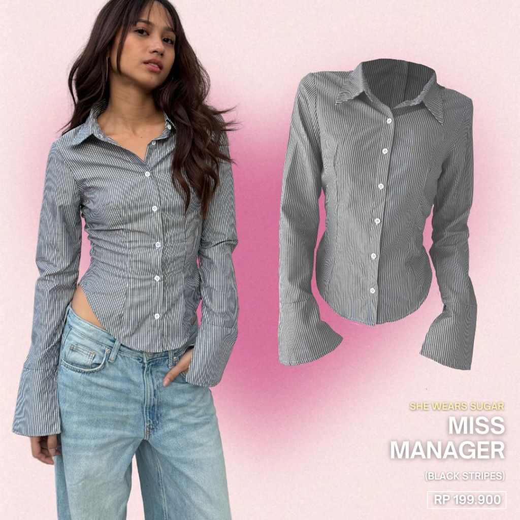 SHEWEARSSUGAR x SHAGUFFTA - Miss Manager Shirt | Shirt Wanita Ngantor | Atasan Wanita Kemeja