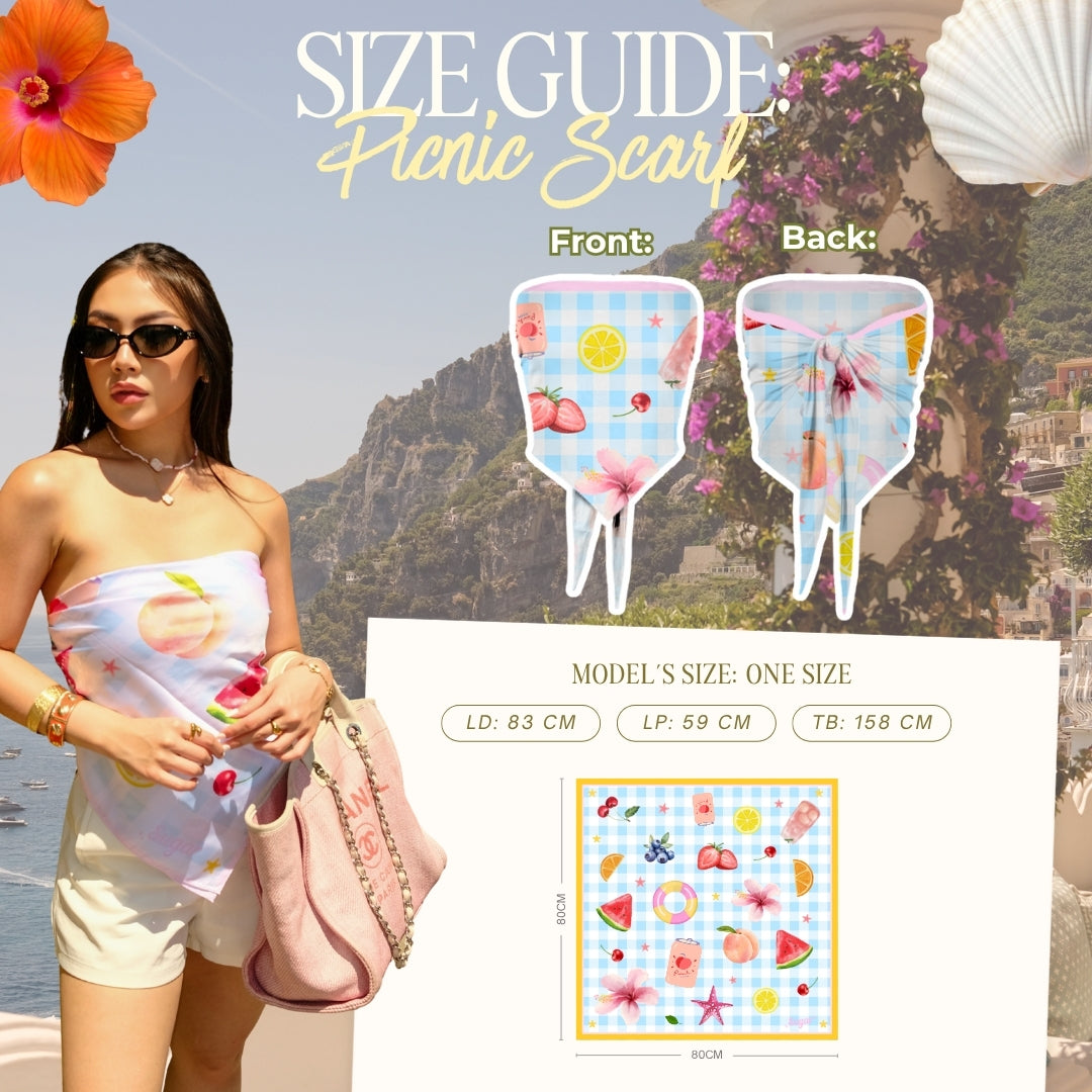 Shewearssugar - Picnic Scarf Top | Scarf Top Wanita Summer | Picnic Top Cewek | Coquette Top Summer Look | Atasan Wanita