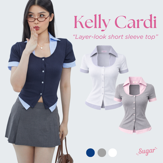 She Wears Sugar – Kelly Cardigan Shirt | Shirt Wanita Kemeja Atasan Wanita Korean Style Outfit Kampus Baju Fit Body