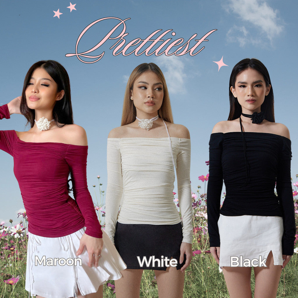 SHEWEARSSUGAR Basics - The Prettiest Top | Top Wanita | Atasan Lengan Panjang | Long Sleeve Top | Atasan Baju Wanita | Off Shoulder Top