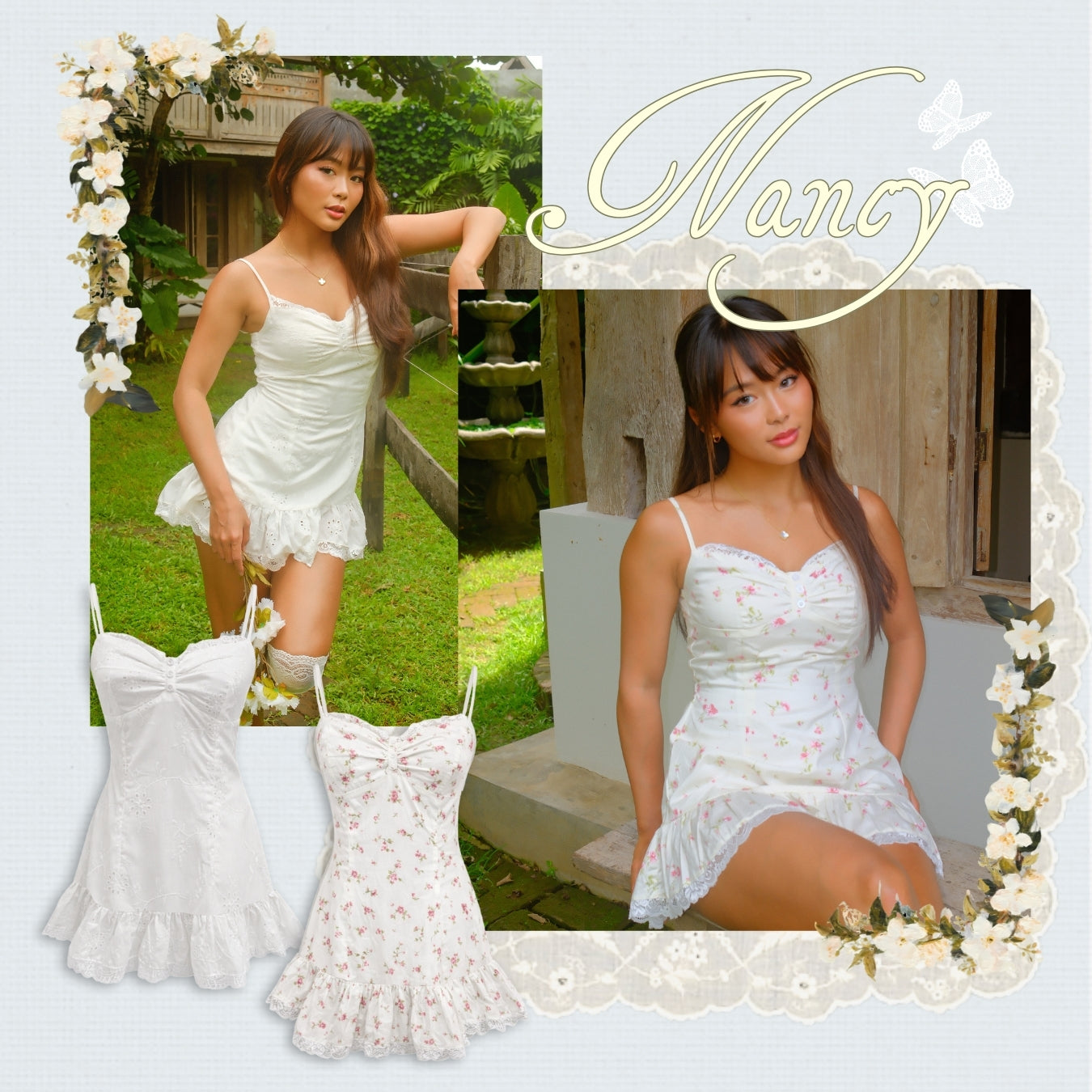 She Wears Sugar x Isabella – Nancy Dress | Dress Wanita Mini Summer Dress Dress Korea Gaun Putih Coquette Lace Fit Body