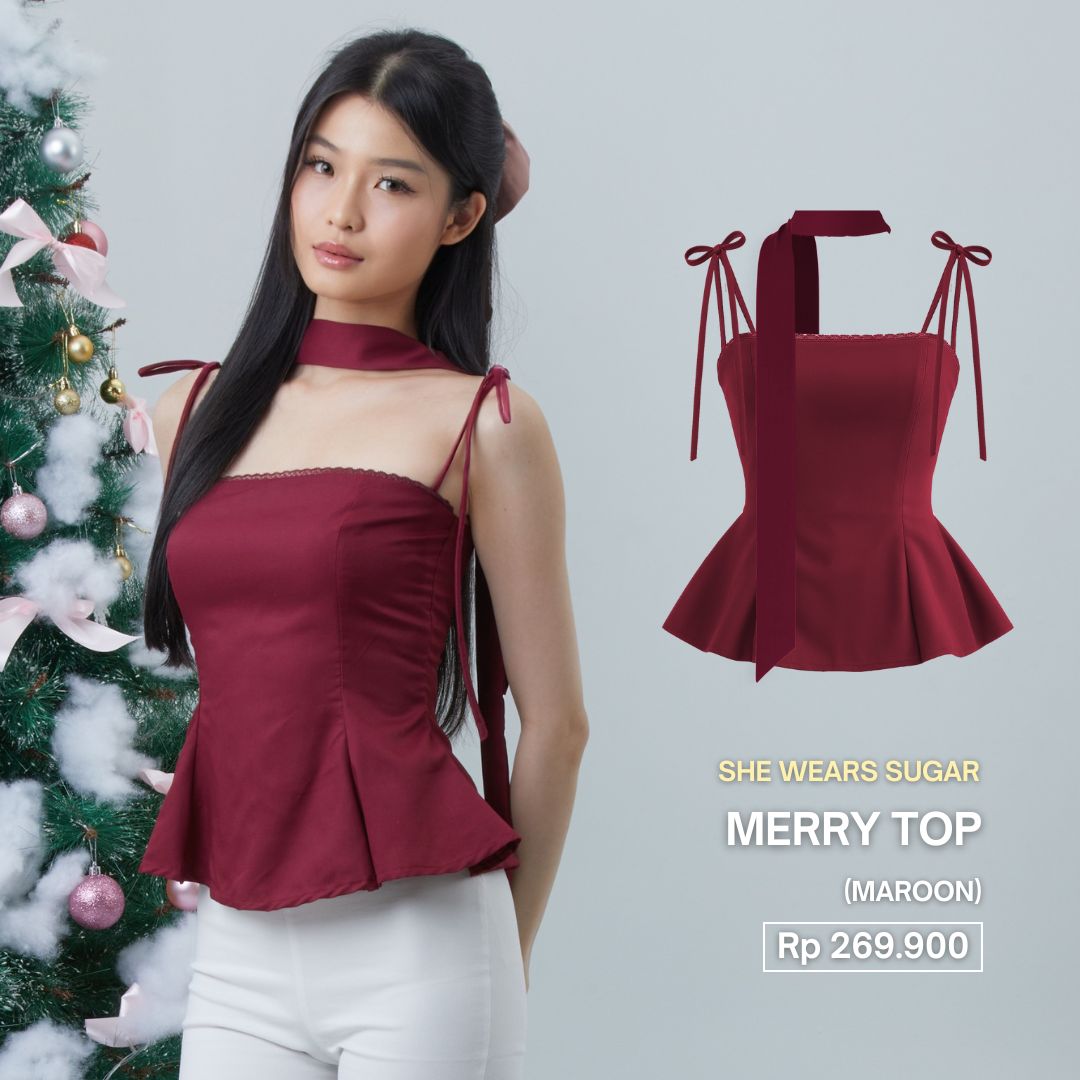 Shewearssugar - Merry Top | Chirstmas Top | Halter Neck | Scarf | Atasan Natal