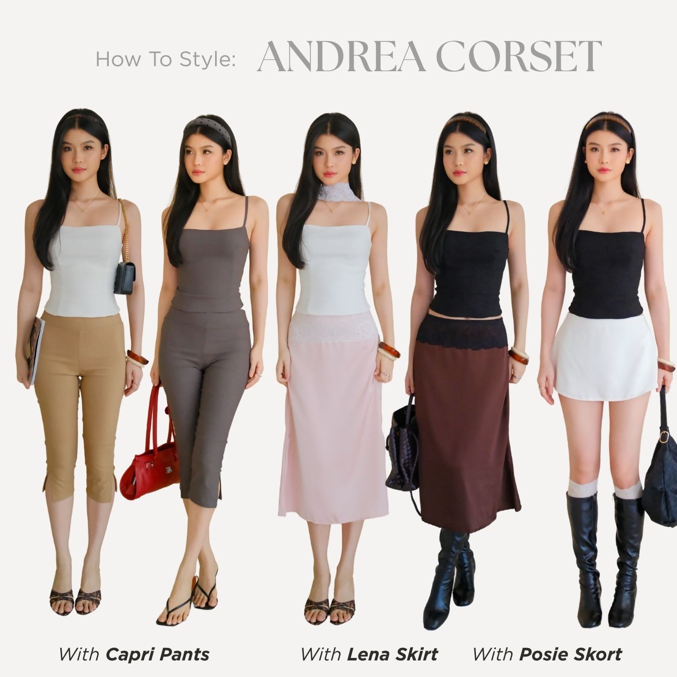 She Wears Sugar – Andrea Corset Tank | Tank Top Wanita Halter Neck Top Baju Atasan Wanita Terbaru Atasan Cewe Korean Style Fit Body