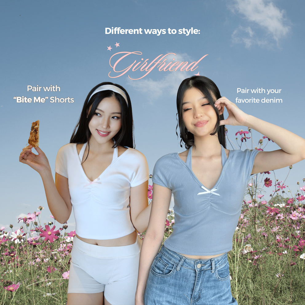 SHEWEARSSUGAR | Girlfriend Top | Atasan Wanita | Bow Top | Blouse Wanita   | Coquette Outfit | Baju Pita | Top Pita | Baju Pita Pink