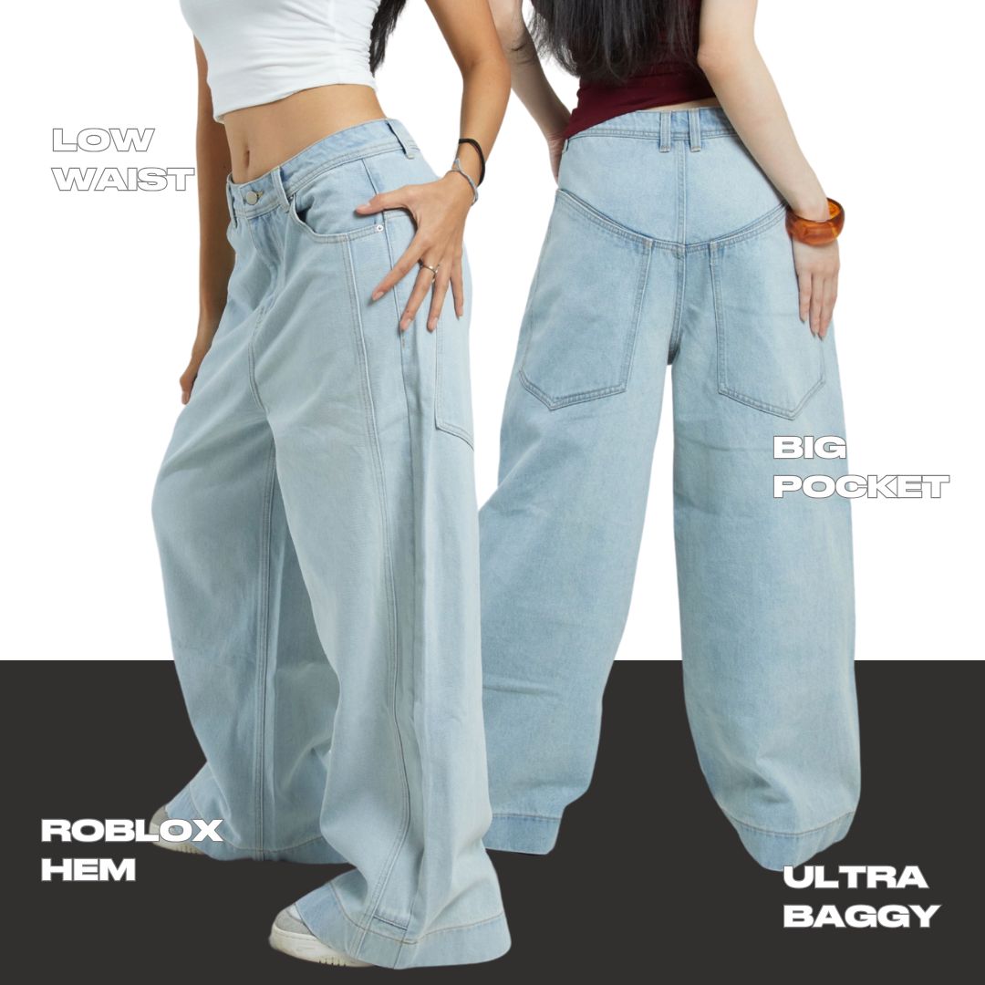 She Wears Sugar x Varrel Rievera – Rievera Baggy Jeans | Celana Jeans Wanita Low Waist Oversize Baggy Denim Loose Y2K Outfit Korean Style