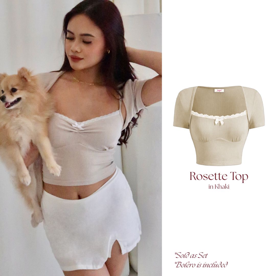 She Wears Sugar – Rosette Top | Tank Top Bolero Wanita Lace Top Summer Bali Outfit Coquette