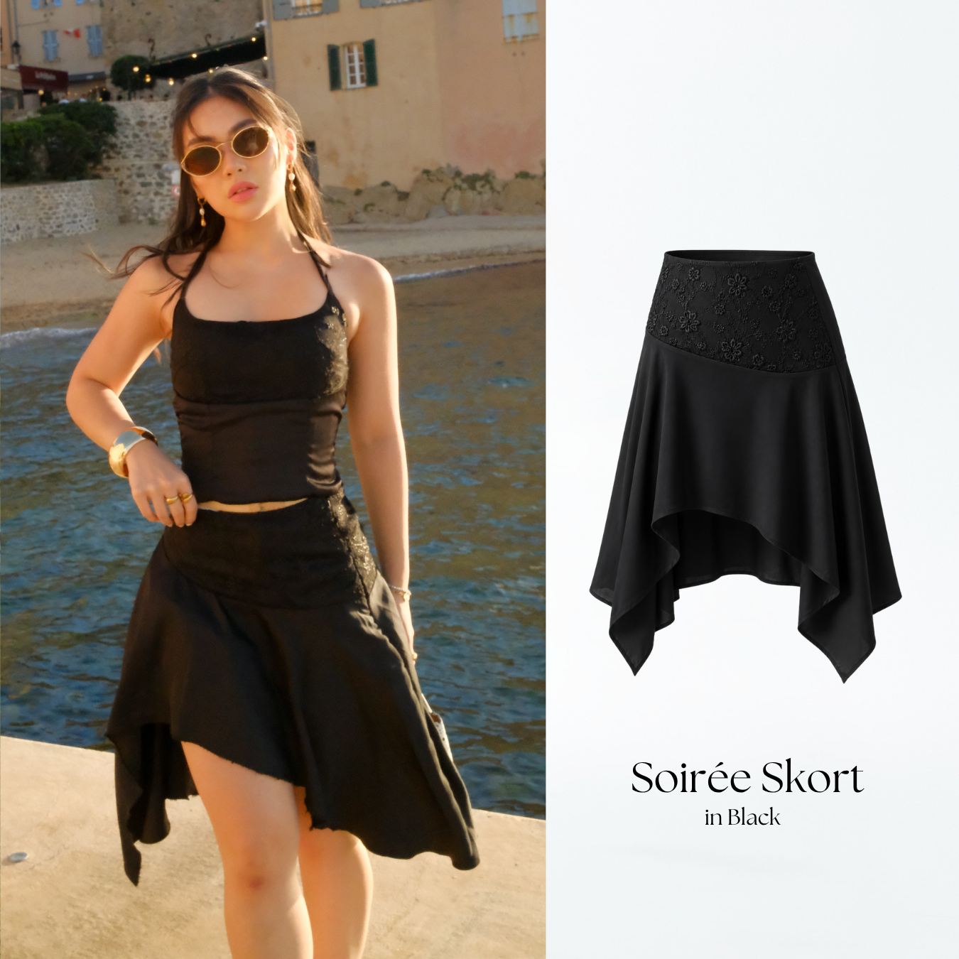 She Wears Sugar – Soiree Assymetric Skirt | Satin Skirt Asymmetrical Lace Detail Korean Style Coquette Outfit Rok