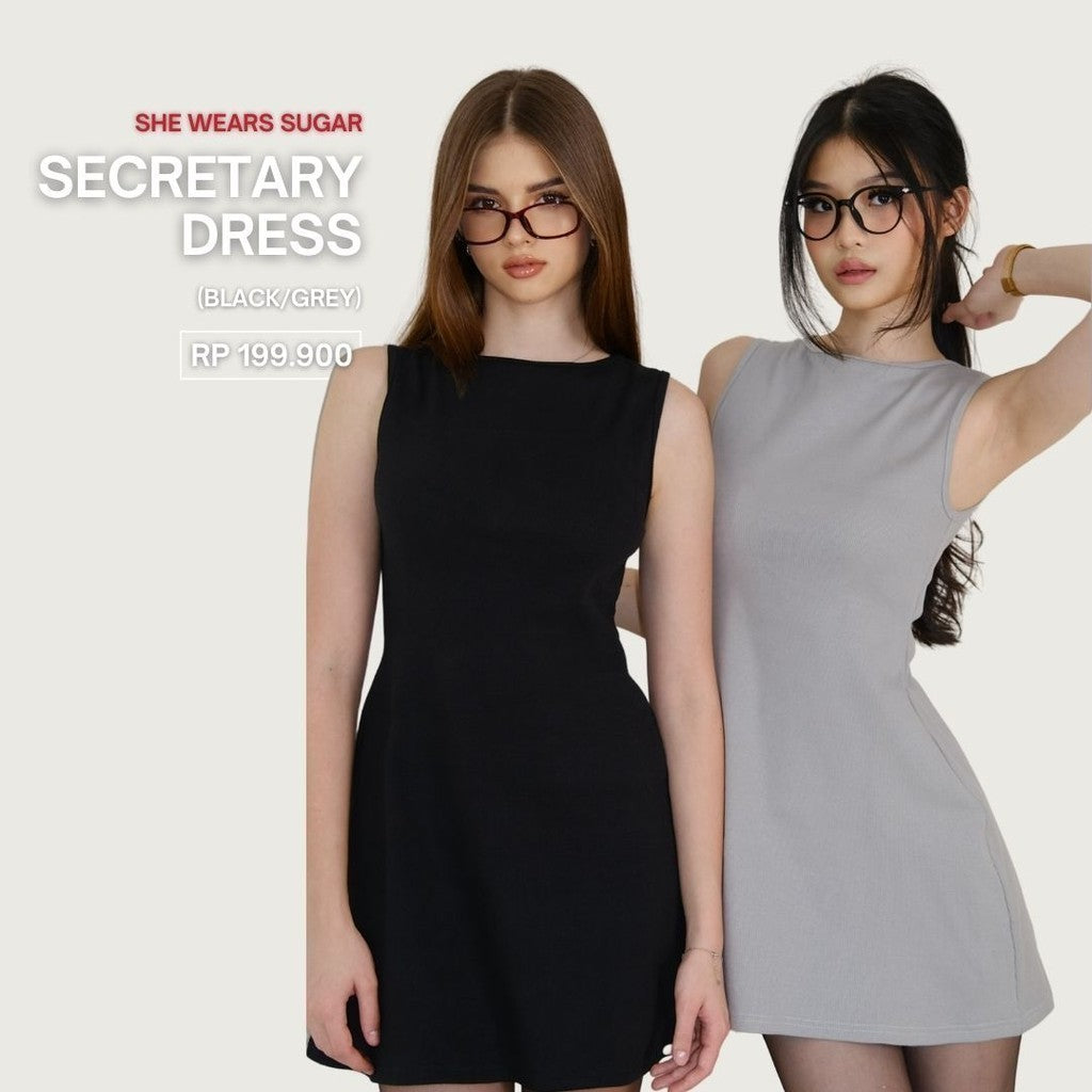 SHEWEARSSUGAR Secretary Dress | Dress Wanita | Dress Pendek | Dress Formal | Dress Rib