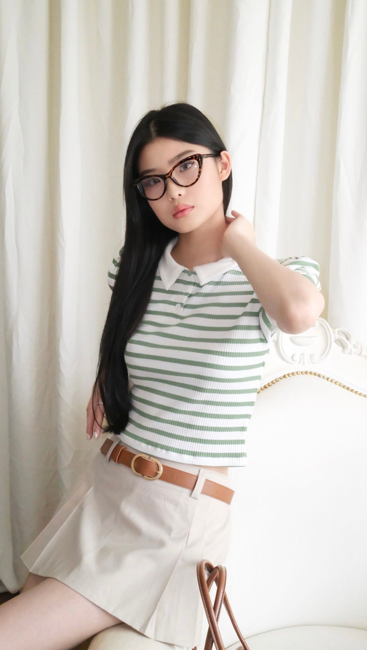 SHEWEARSSUGAR -- Hazel Polo Shirt | Garis - Garis | Kaos Polo Wanita