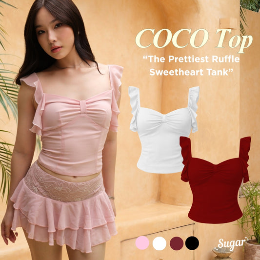 She Wears Sugar x Isabella – Coco Top | Baju Atasan Wanita Terbaru Tank Top Wanita Atasan Cewe Korean Style Summer Outfit